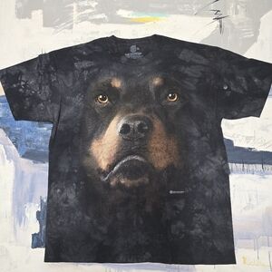 NWOT The Mountain Rottweiler Dog Puppy Face Tie-Dye Graphic TShirt XXL Gray Mens